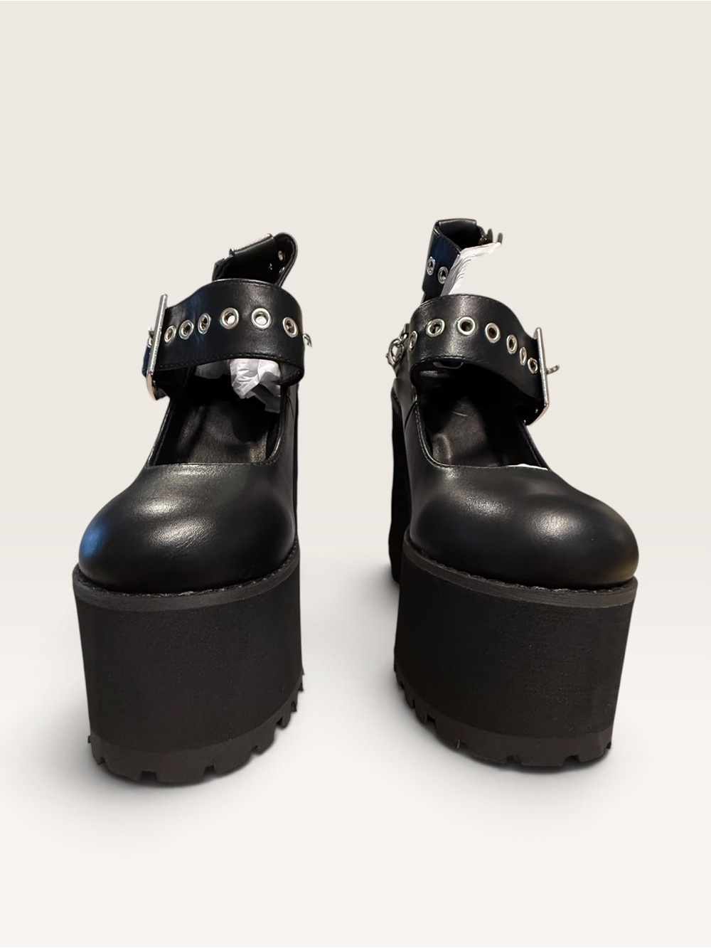 Dolls Kill Widow “Damned if you do” Black Platform Mary Jane Heeled Boots - Picture 3 of 9